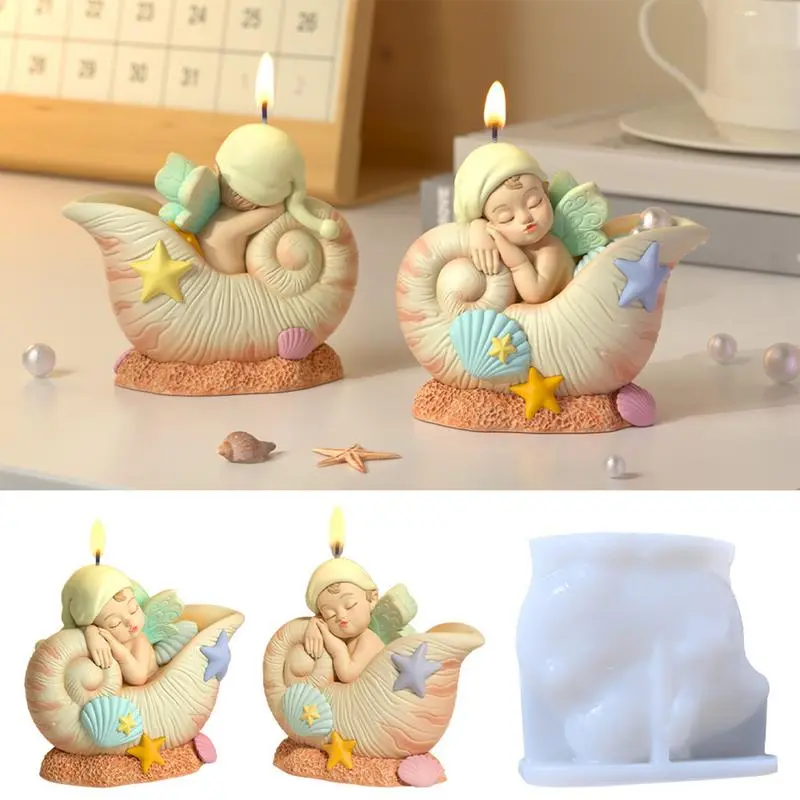 Candle Wax Molds Silicone Candle Molds Conch Angel Shape Crafting Tools Resin Casting Mould Epoxy Craft Supplies For Home