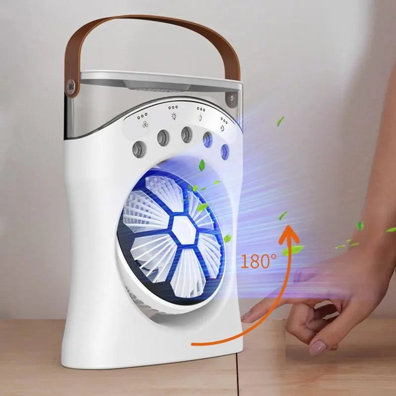 Misting Desk Fan Rechargeable Desktop Fan With Mist 180-Degree Rotating Three-Speed Cooling Machine For Hot Weather Dorm Bedroom