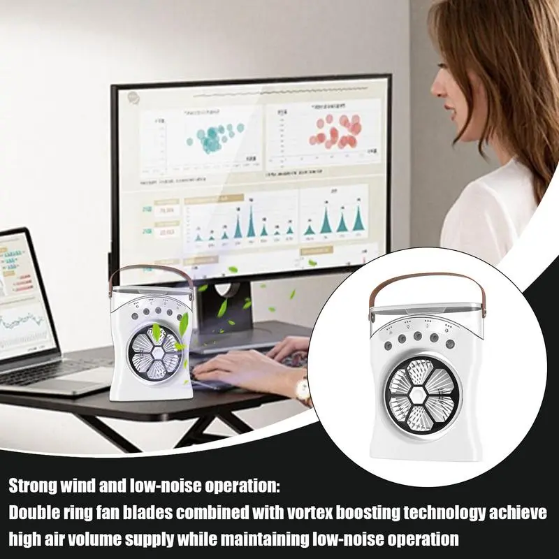 Misting Desk Fan Rechargeable Desktop Fan With Mist 180-Degree Rotating Three-Speed Cooling Machine For Hot Weather Dorm Bedroom