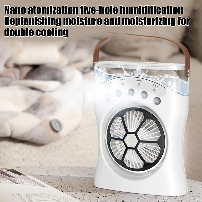 Misting Desk Fan Rechargeable Desktop Fan With Mist 180-Degree Rotating Three-Speed Cooling Machine For Hot Weather Dorm Bedroom