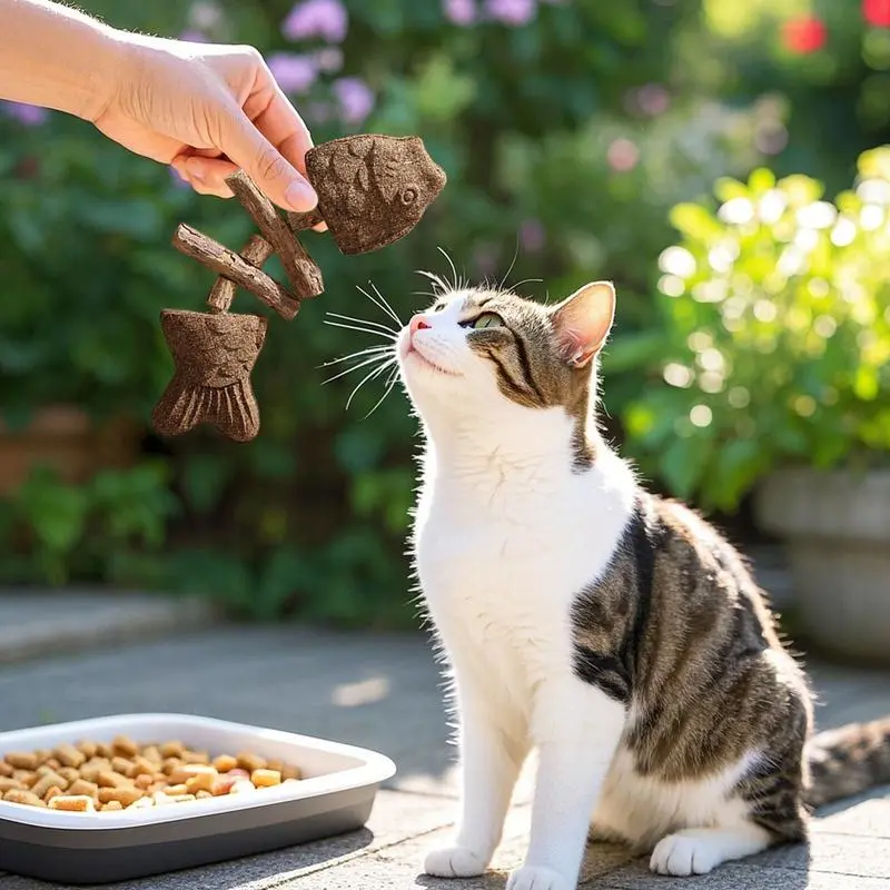 Cat Teething Toy Fishbone Teeth Stick Interactive Cat Chew Toy Wooden Kitten Teether For Boredom Relieving Calming Fun