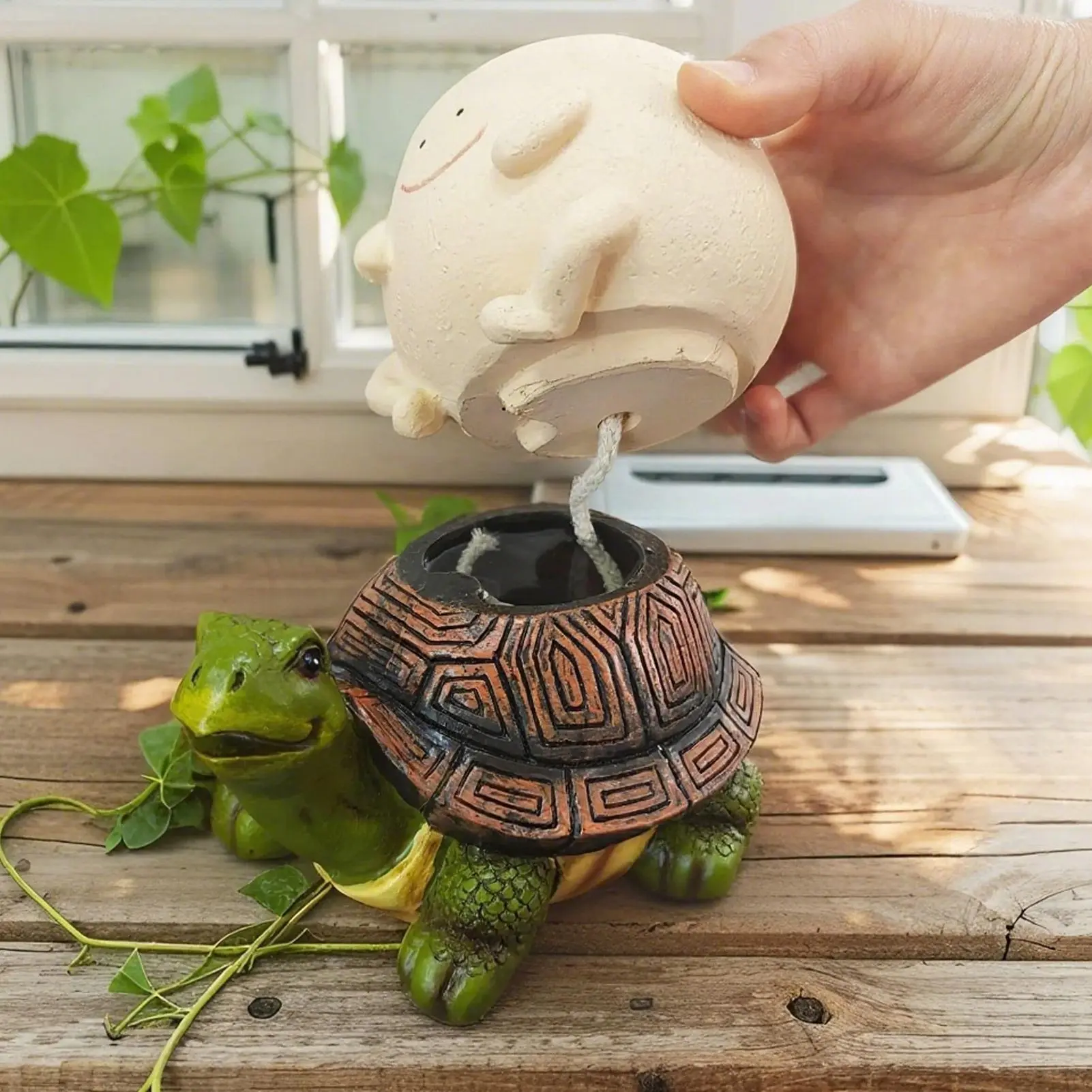Cute Pots For Plants Resin Houseplant Planter Decorative Turtle Riding Planter For Home Living Room Yard Terrace Courtyard Porch