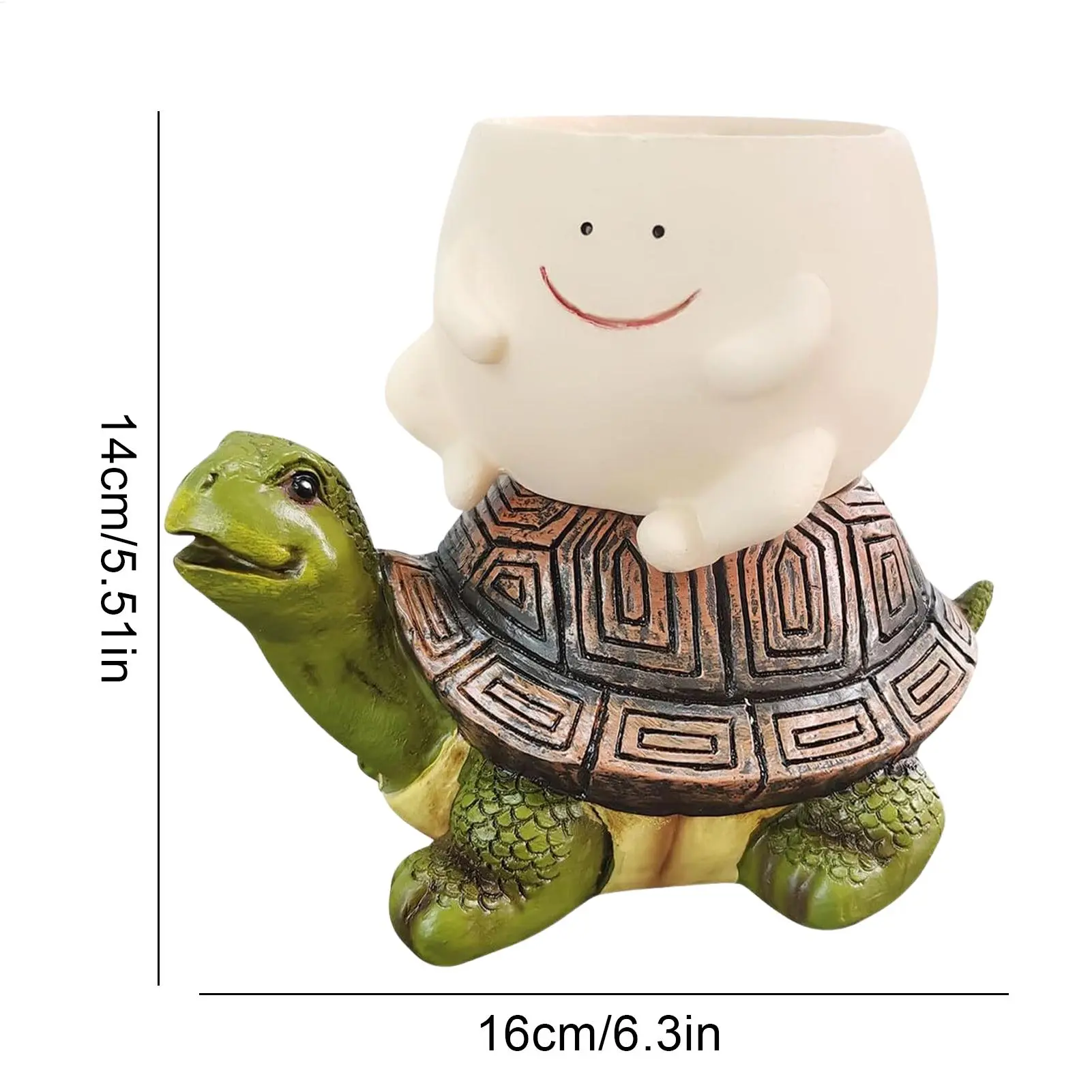 Cute Pots For Plants Resin Houseplant Planter Decorative Turtle Riding Planter For Home Living Room Yard Terrace Courtyard Porch