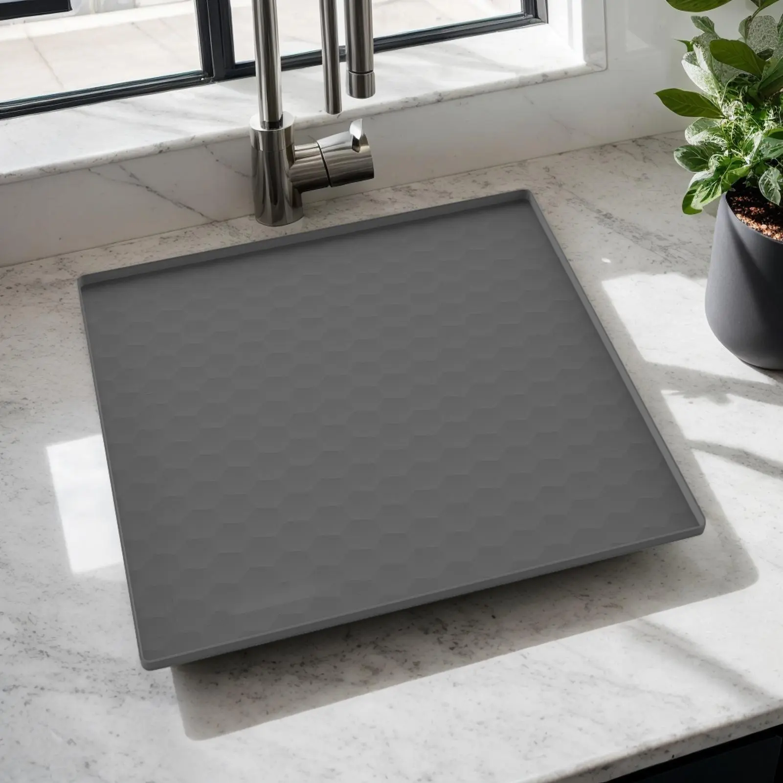 Under Commode Chair Mat Waterproof Silicone Toilet Commode Pad With Raised Edge Multi-Purpose Floor Protective Pad With