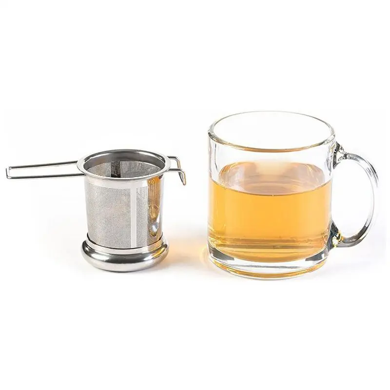 Stainless Steel Tea Infuser Drinks Strainer With Handle Fine Mesh Tea Infuser With Lid And Handle For Camping Travel Home
