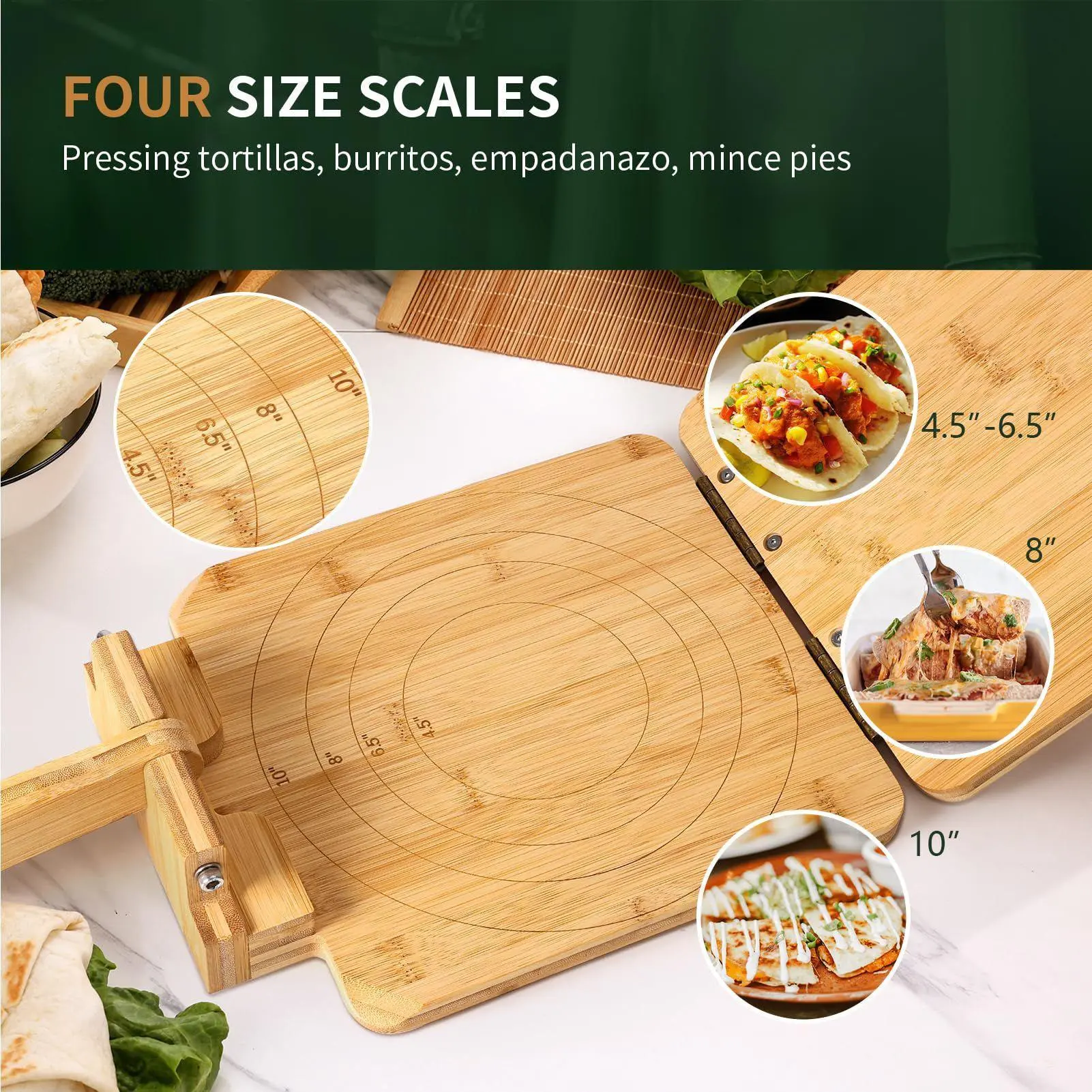Tortilla Maker Press Square Tortilla Press Non-Slip Nonstick Kitchen Gadgets Cooker With 60 Pieces Parchment Paper For Burritos