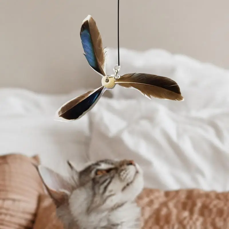 Cat Toy Feather Replacement 6 Pieces Cat Teaser Wand Replacement Interchangeable Teaser Refill Fun Chaser Exercise Supplies For