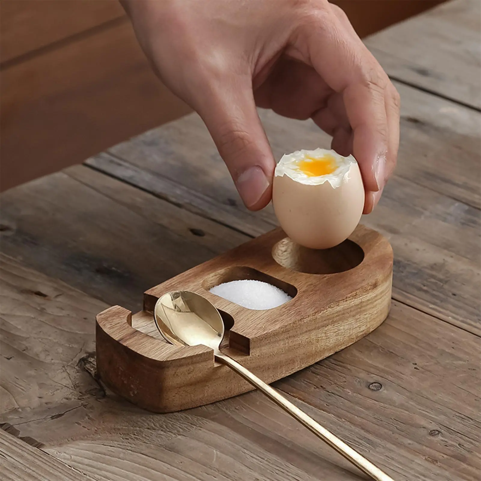 Wood Egg Serving Tray 3-Slot Kitchen Charcuterie Organizer Boards Tabletop Soft Boiled Eggs Organizer Tray For Home Dorm
