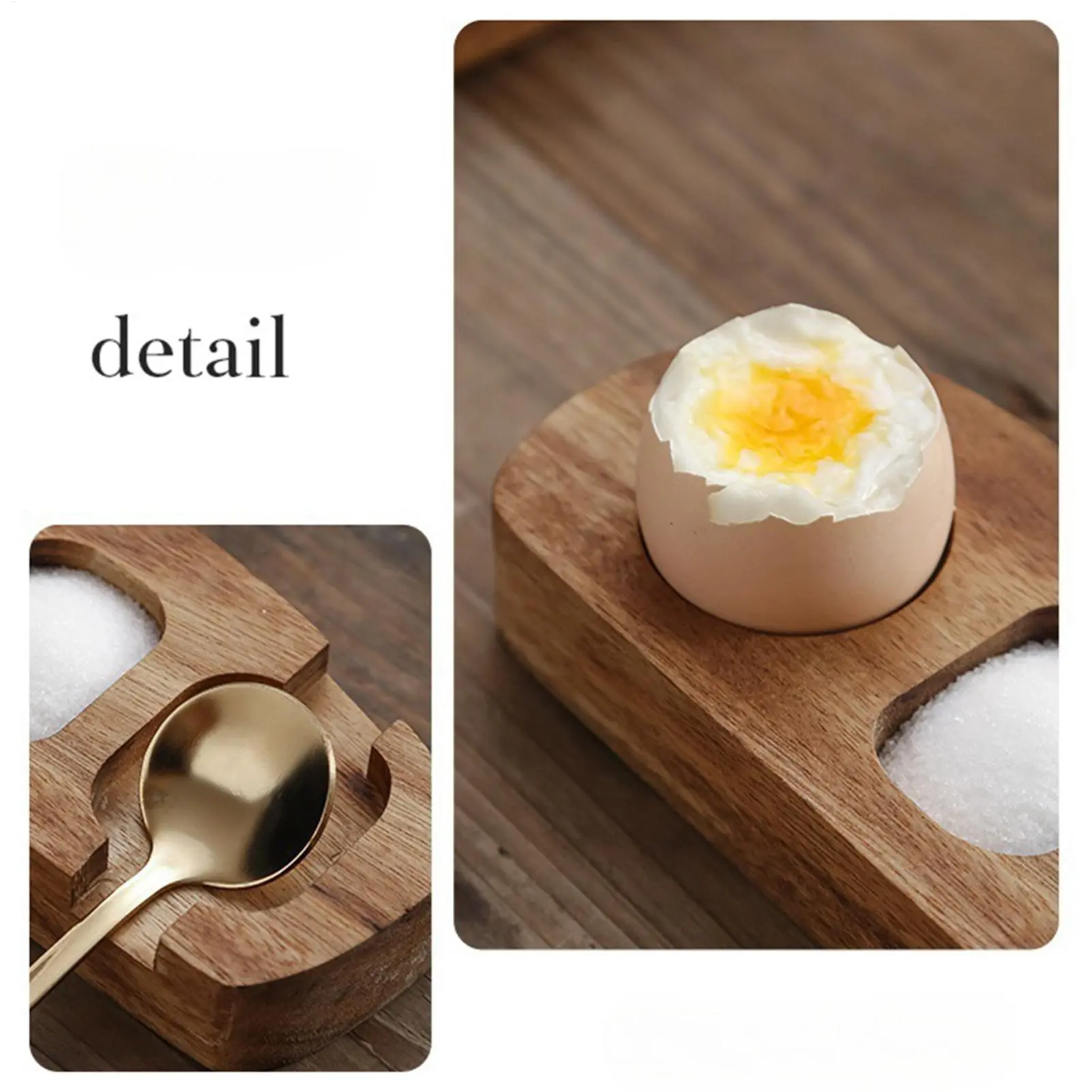 Wood Egg Serving Tray 3-Slot Kitchen Charcuterie Organizer Boards Tabletop Soft Boiled Eggs Organizer Tray For Home Dorm