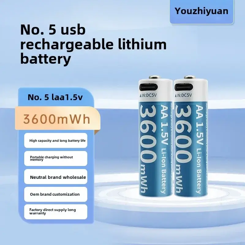 AA1.5 V5 rechargeable battery mouse keyboard toy remote control AAA7 rechargeable USB lithium battery Type-C Cable
