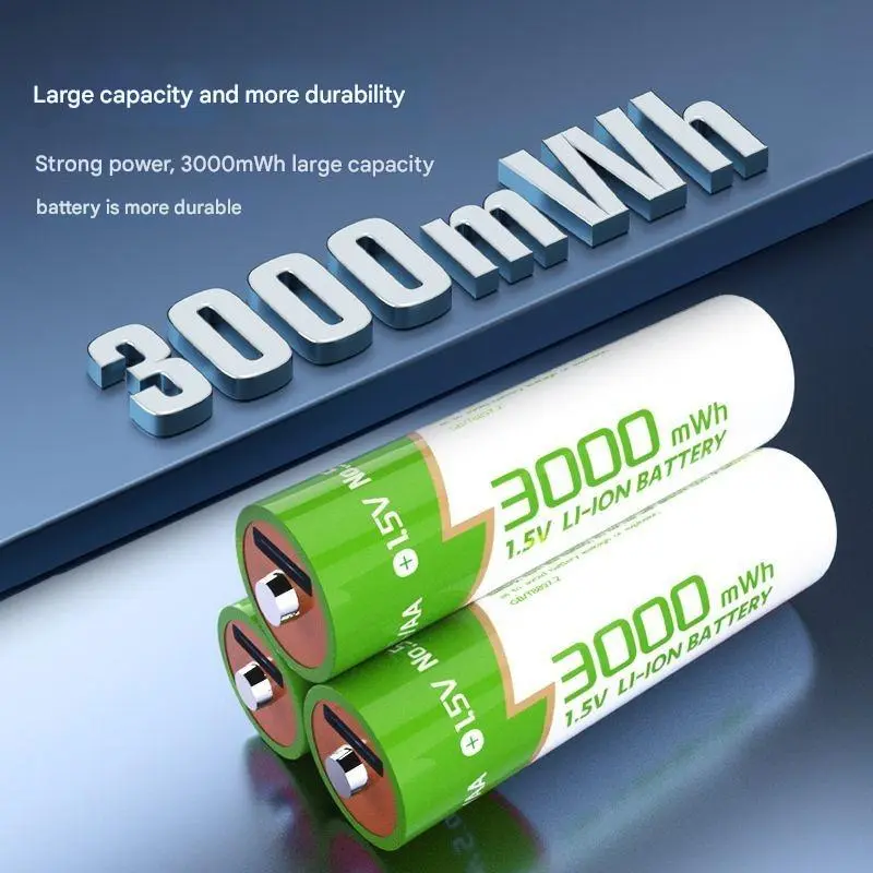 1.5V 3000mWh/1500mWh AA/AAA Rechargeable Battery USB Type-C Rechargeable Lithium Battery for Remote Control Electric Toys Mouse