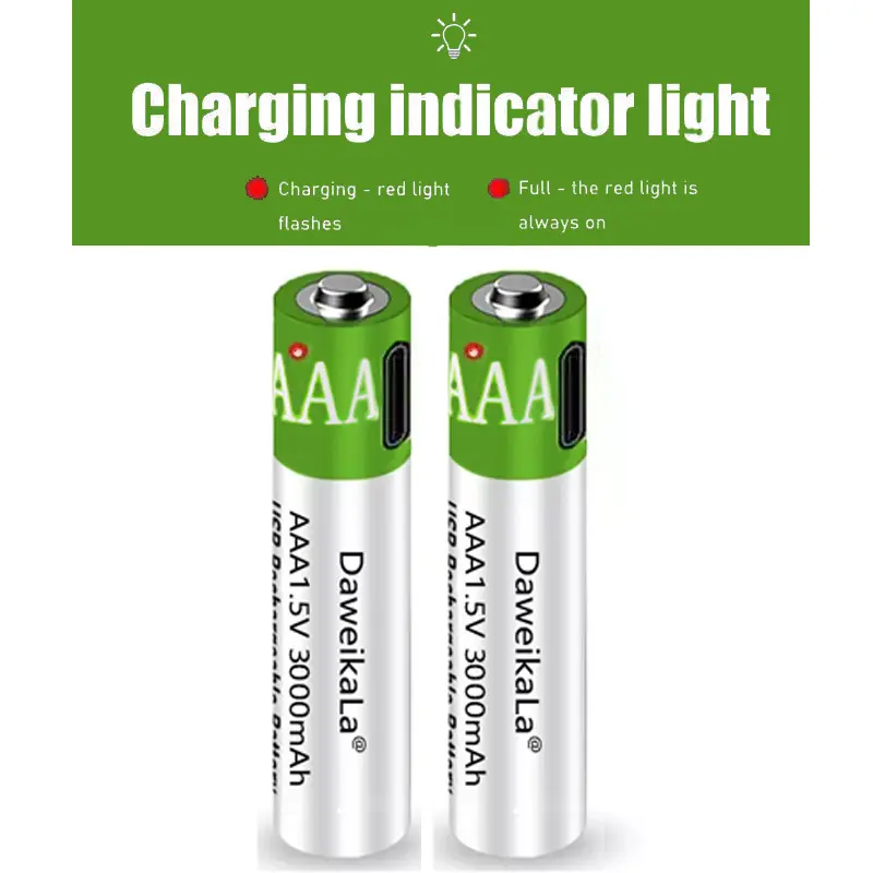 Fast charging USB AAA/AA rechargeable battery 1.5V 3000mAh/3800mAh remote control for toy keyboard mouse lithium-ion battery