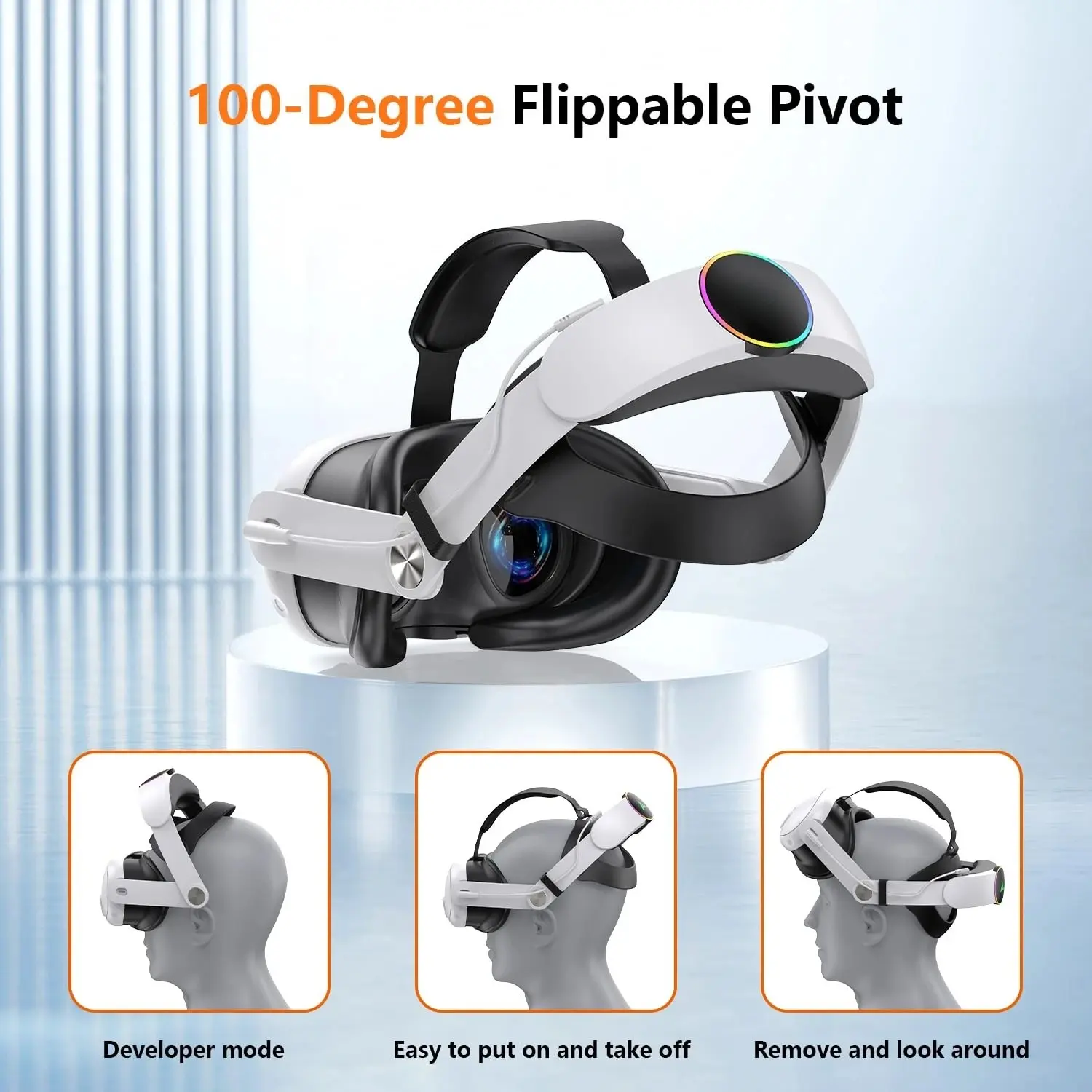 For Meta Quest 3/3S Rechargeable RGB Elite Head Strap with 10000mAh Battery  Adjustable for Oculus Quest 2 3 3S VR  Accessories
