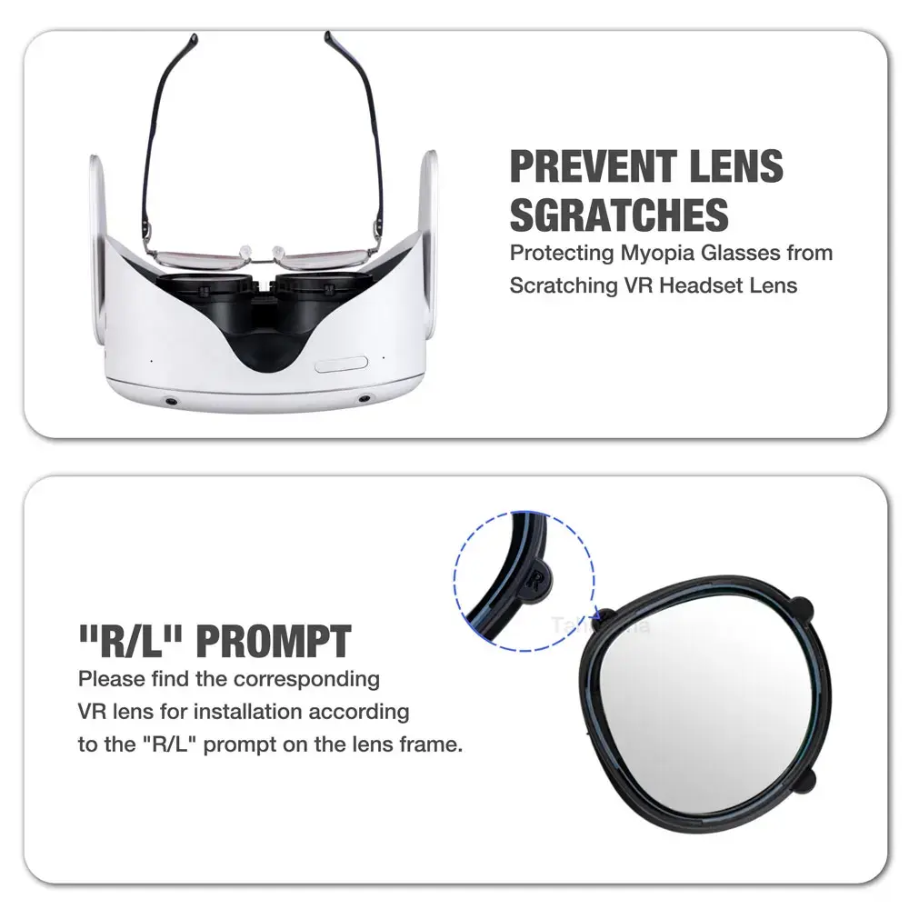 For Meta Quest 3S/Quest 2 Lens Myopia Anti Blue Light Magnetic Glasses Frame Quick Disassemble Inserts VR Prescription Lenses