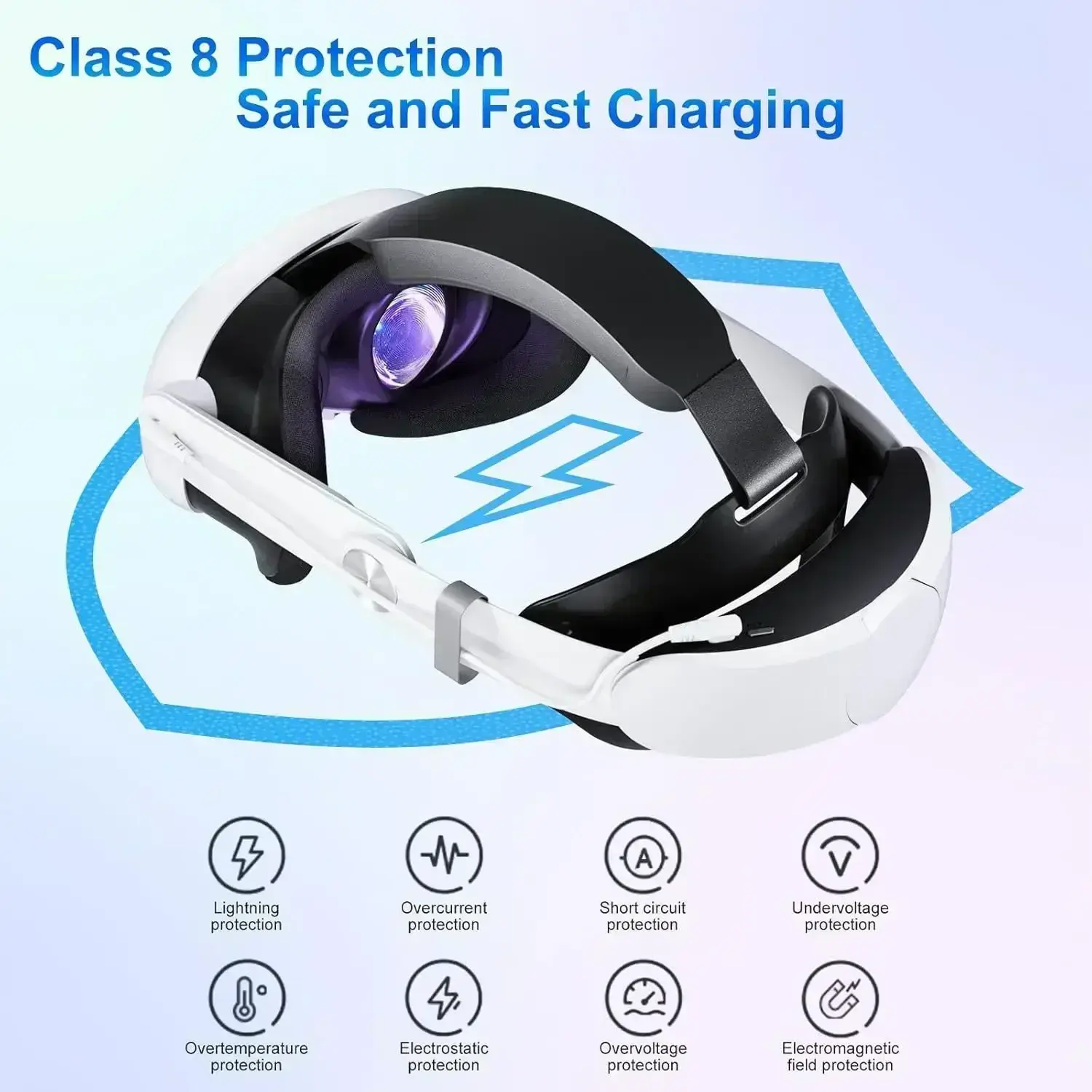 Head mounted for Oculus Quest 2 for Quest 3/3s RGB Battery 10000mAh RGB Battery Fast Charge 18W Head mounted VR Accessories