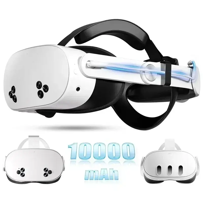 Head mounted for Oculus Quest 2 for Quest 3/3s RGB Battery 10000mAh RGB Battery Fast Charge 18W Head mounted VR Accessories