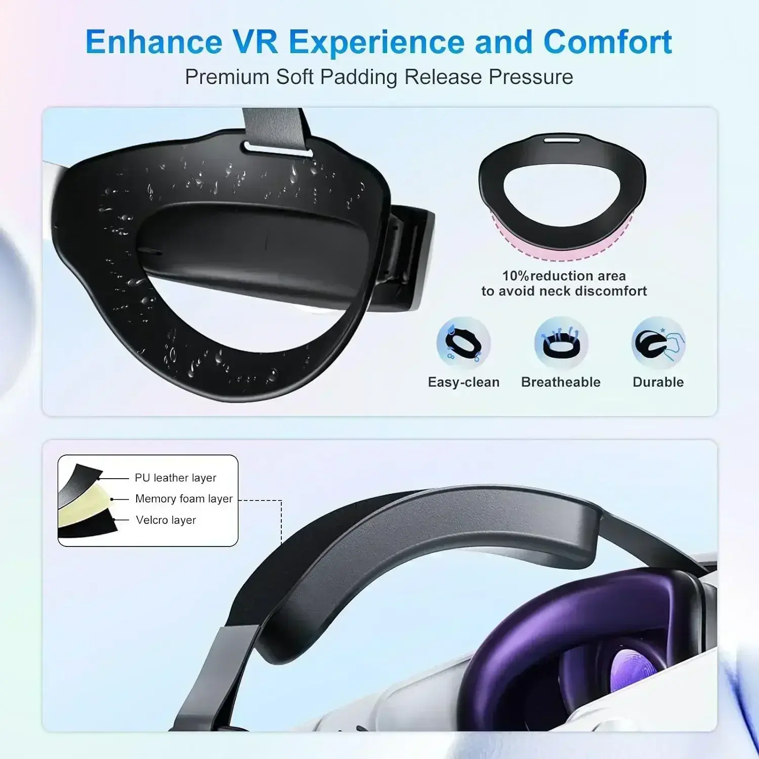Head mounted for Oculus Quest 2 for Quest 3/3s RGB Battery 10000mAh RGB Battery Fast Charge 18W Head mounted VR Accessories