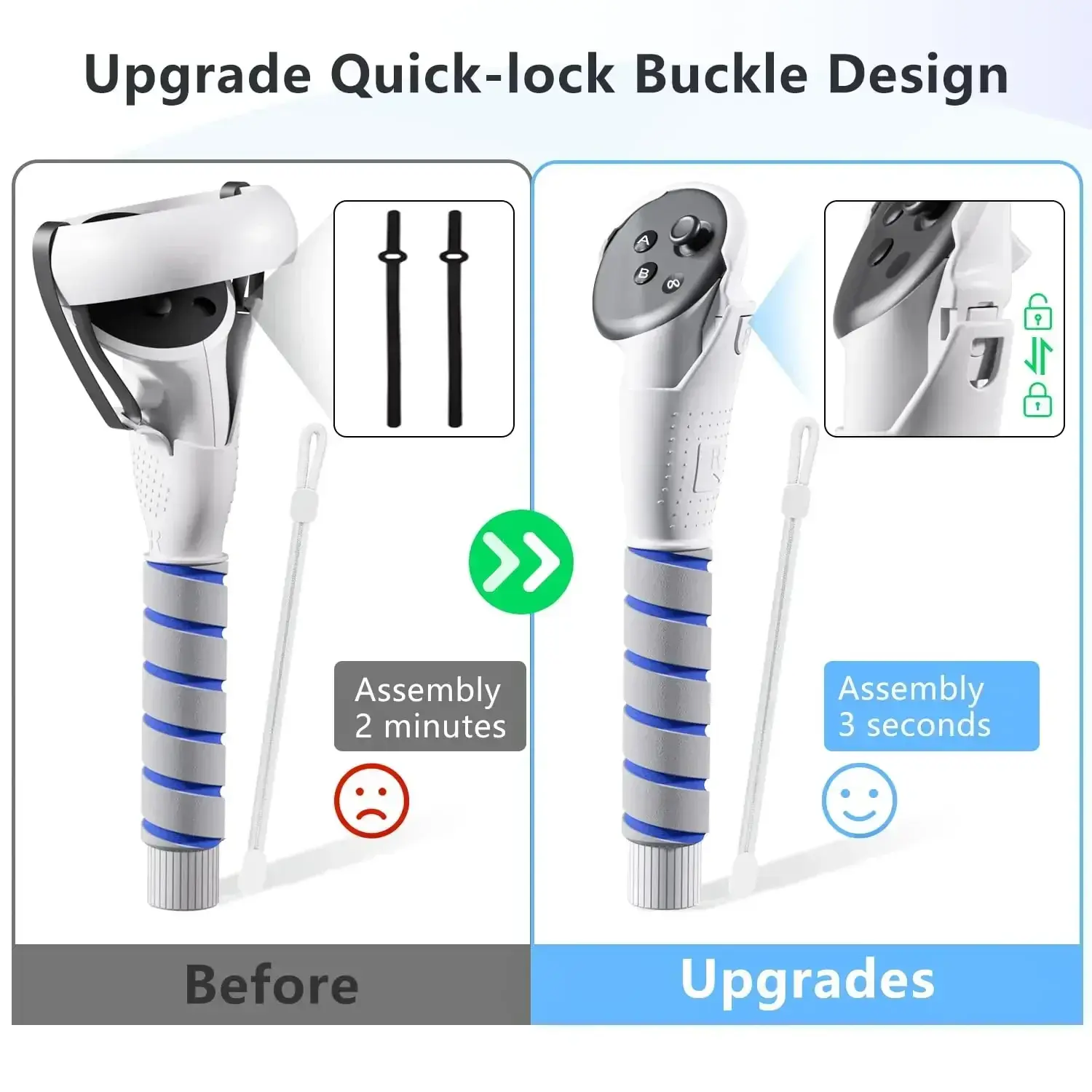 Controller Grips For Meta Quest 2/3/3S Accessories Long Arms Handle Playing Baseball Badminton Beat Saber Enhance VR Gaming