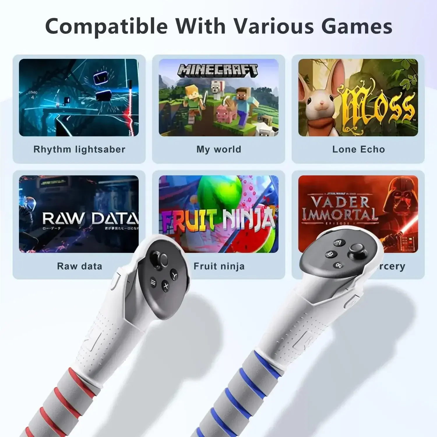 Controller Grips For Meta Quest 2/3/3S Accessories Long Arms Handle Playing Baseball Badminton Beat Saber Enhance VR Gaming