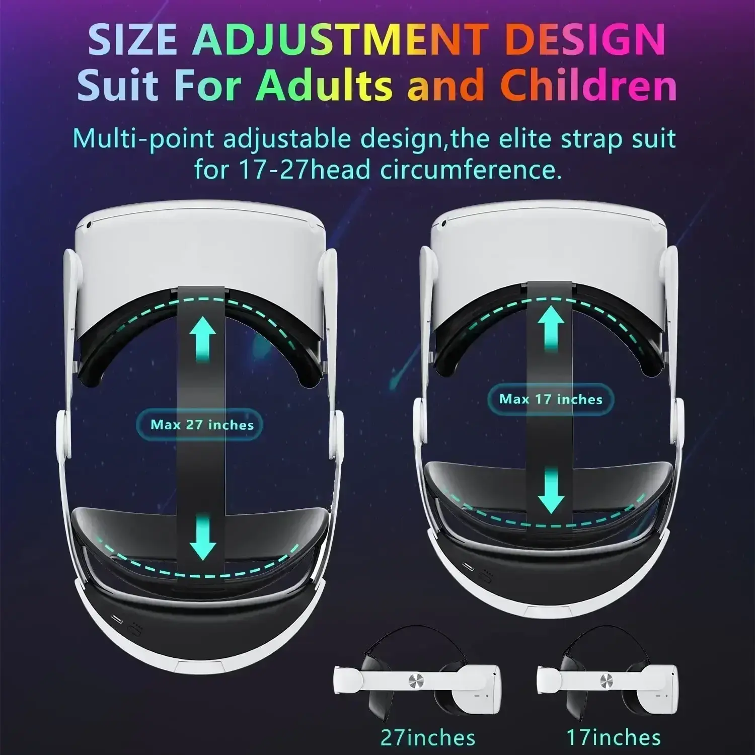 10000mAh Battery with RGB Head Strap for Oculus Quest 2 VR Headset Fast Charging Elite Strap Comfortable Durable VR Accessories