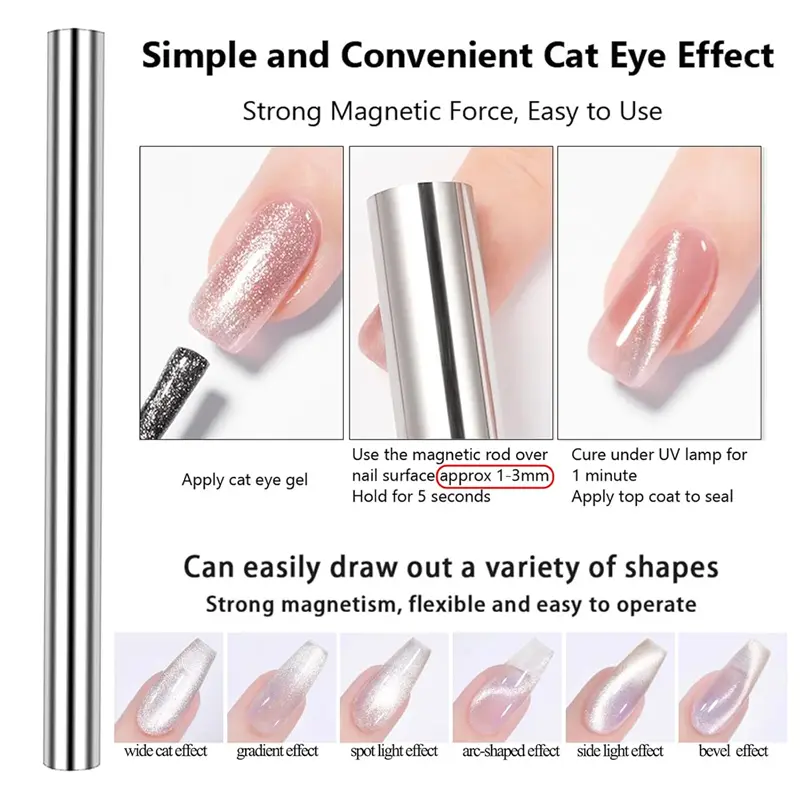 Nail Art Magnetic Stick Cat Eye Wand Pen Multiple Styles Nail Magnet Stick for Cat Eye UV Gel Polish Magic Nails Art Design Tool