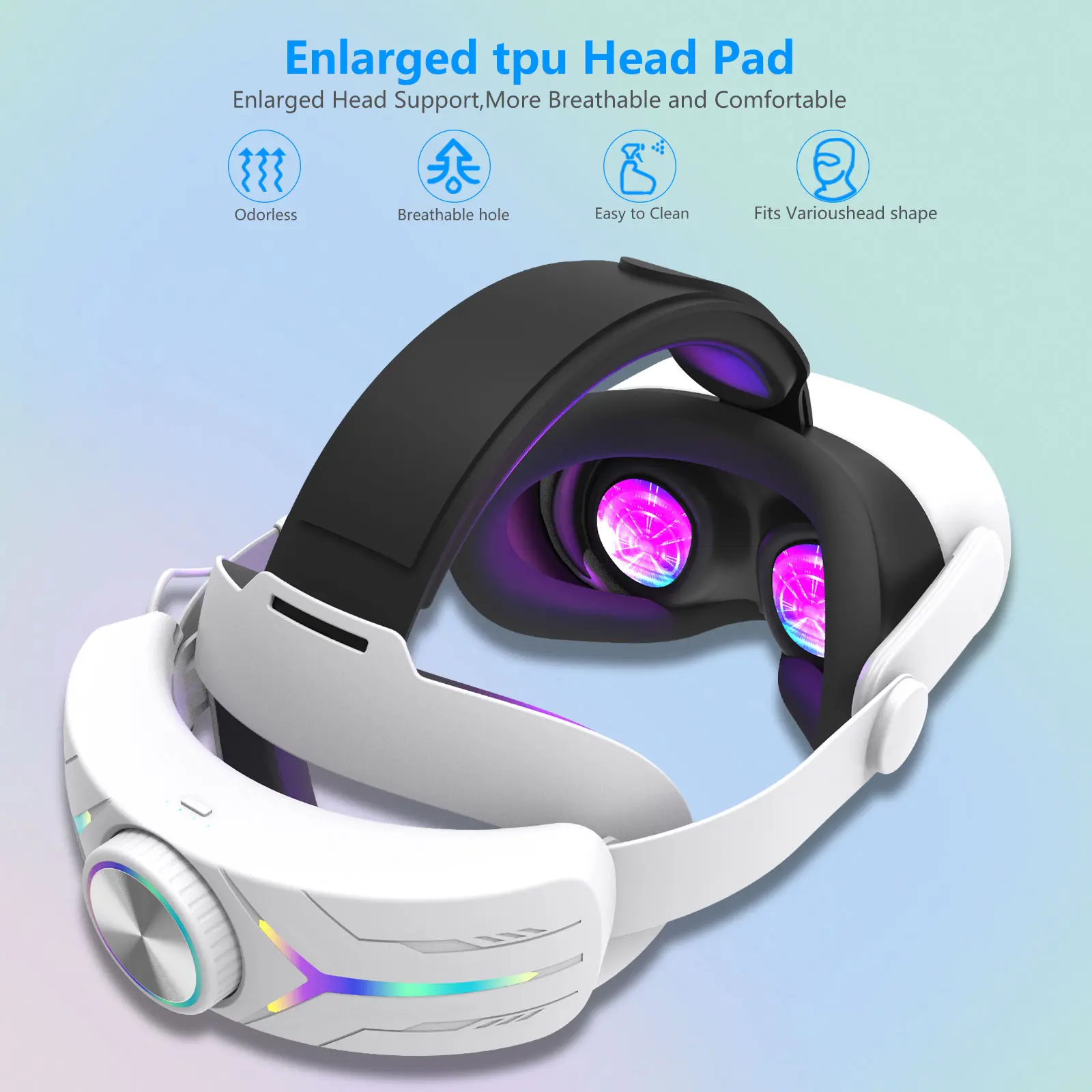 12000mAh Fast-Charging Battery Head Strap for Meta Quest 3/3S – Extends 6-8 Hours Playtime, RGB Lighting & Comfortable Fit – Eli