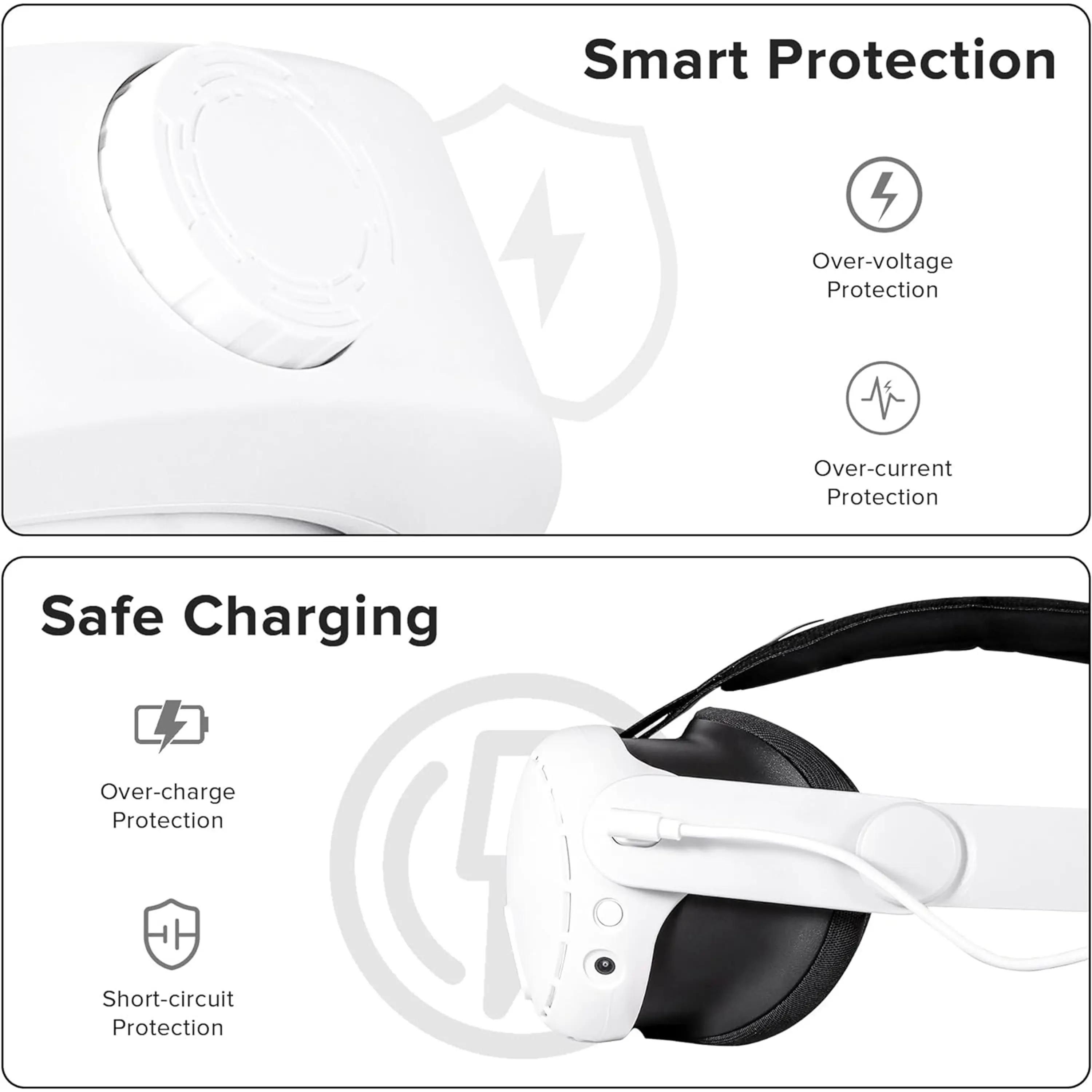 Adjustable Head Strap for Oculus Quest 2/3 VR Headset Charging Elite Strap 6000mAh Battery for Meta Oculus Quest 3S Accessories