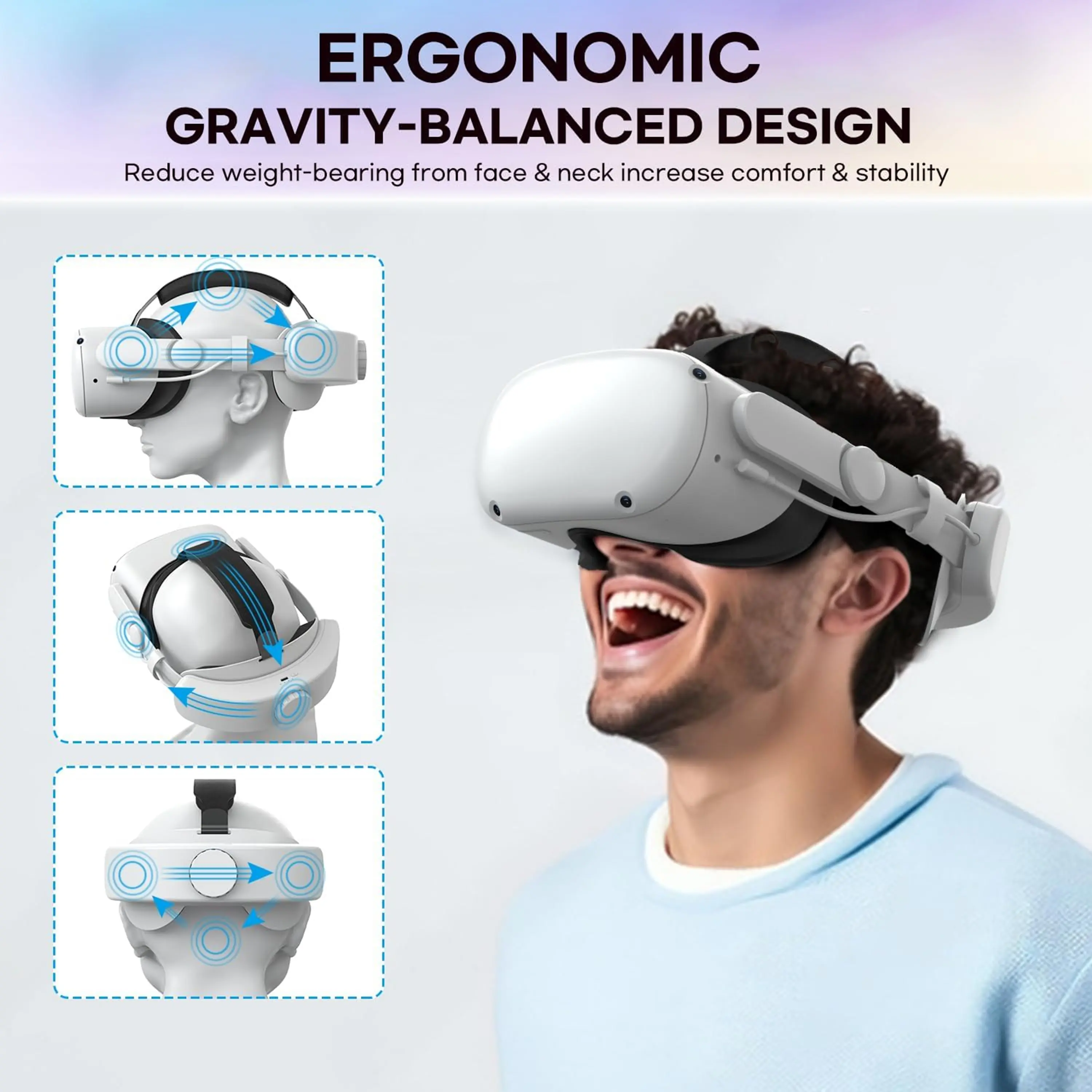 Adjustable Head Strap for Oculus Quest 2/3 VR Headset Charging Elite Strap 6000mAh Battery for Meta Oculus Quest 3S Accessories