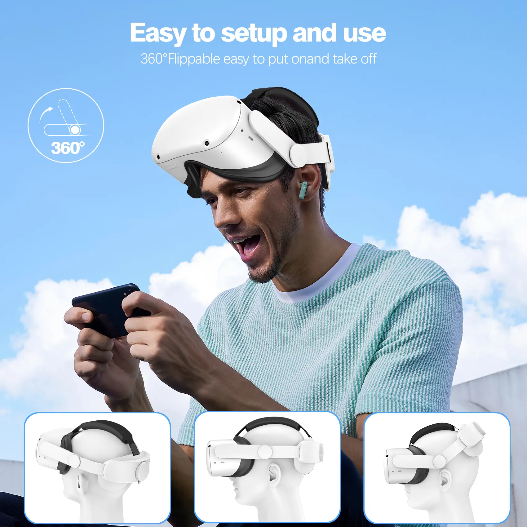 HUADAI design Comfort Head Strap AccessoriesCompatible with Oculus/Meta Quest 2/3/ 3S, Elite Strap Replacement  VR Accessories