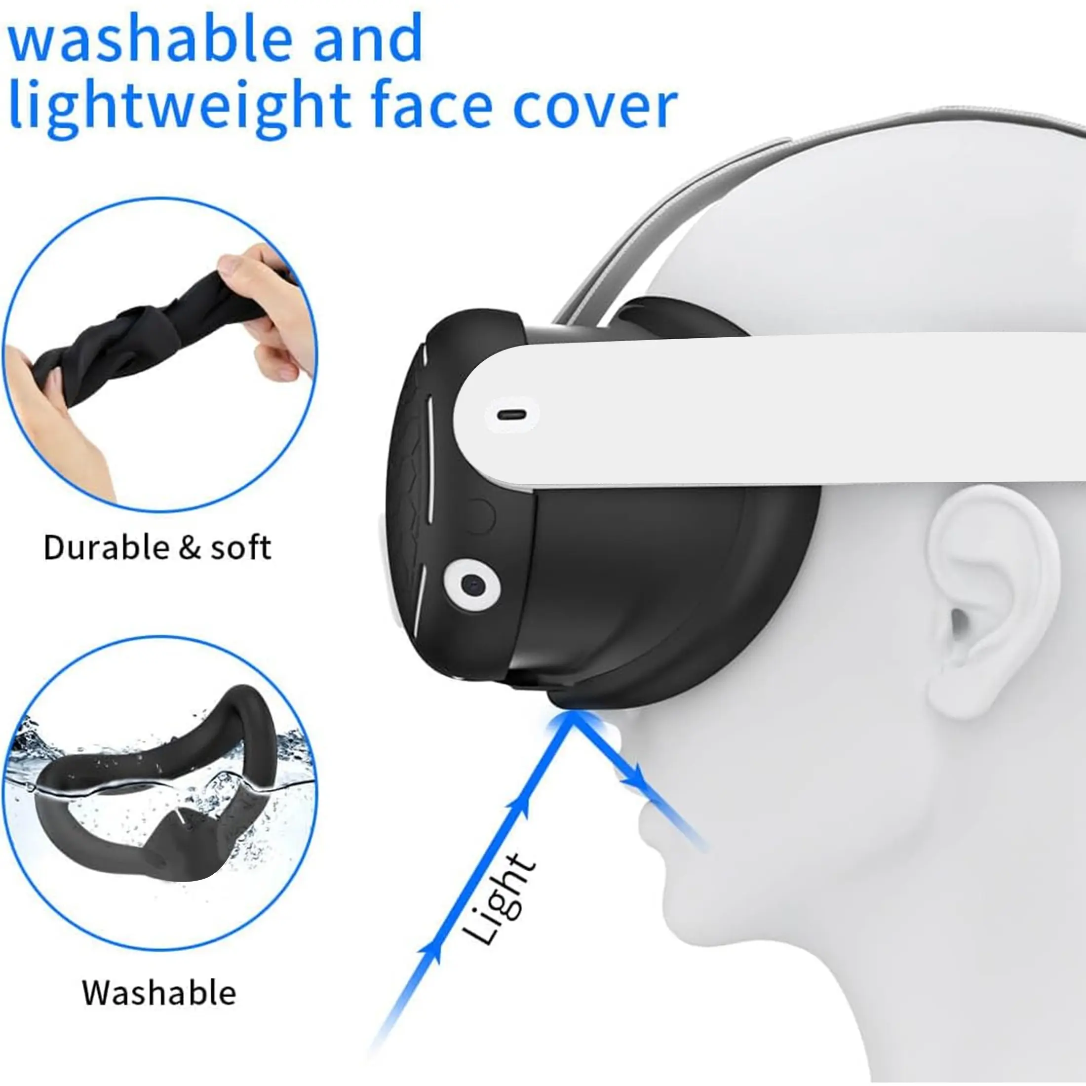 VR Accessories for Meta Quest 3, 4 in 1 Silicone Protective Case Set for Quest 3,Controller Grip Cover,VR Shell Cover,Face Cover