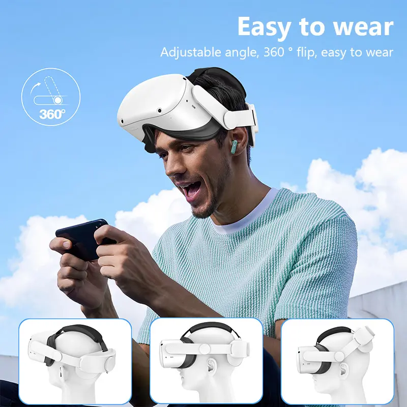 Compatible with Oculus Quest 2 Accessories Adjustable Head Strap Replacement for Enhanced Comfort Support and Gaming Immersion