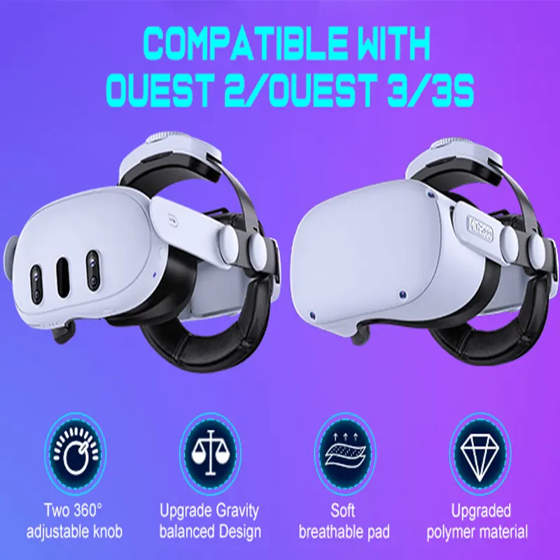 BEBONCOOL Head Strap for Meta Quest 3S/Quest 3/Quest 2 Adjustable Headset Strap forComfort&Reduce Pressure