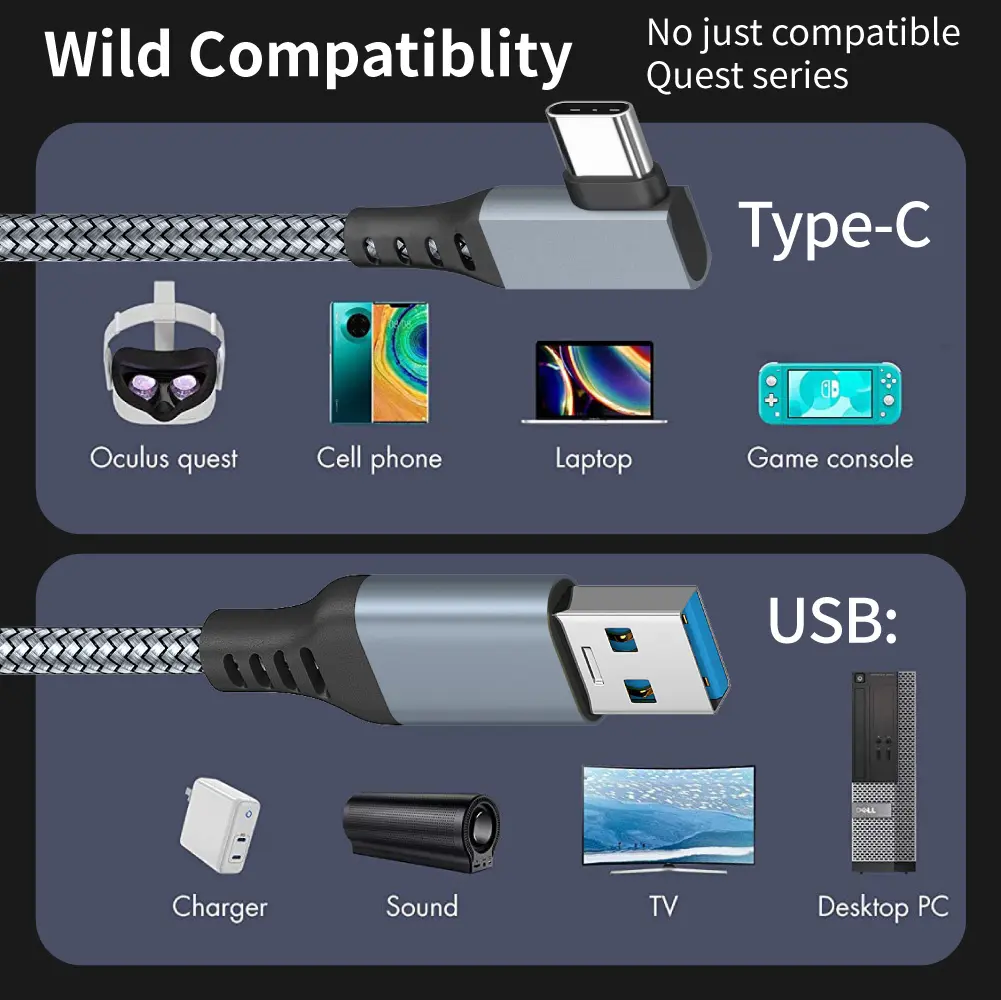 For Meta Quest 3/3S 3.0 Link Cable VR High Speed Stable Data Transmission Connection Charging Cable For Quest 2/pro Accessories