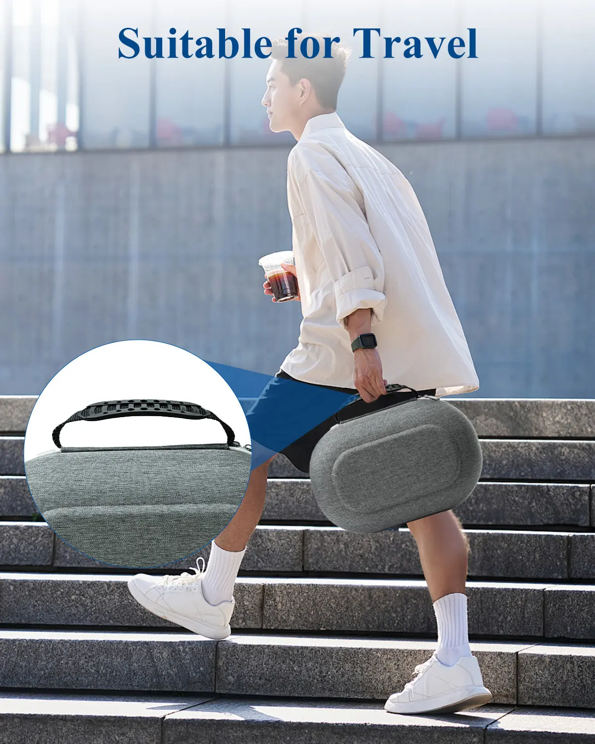 For Meta Quest 3s Head mounted Storage Bag, Handheld EVA Protective Bag, Quest 3 Universal VR Storage Bag