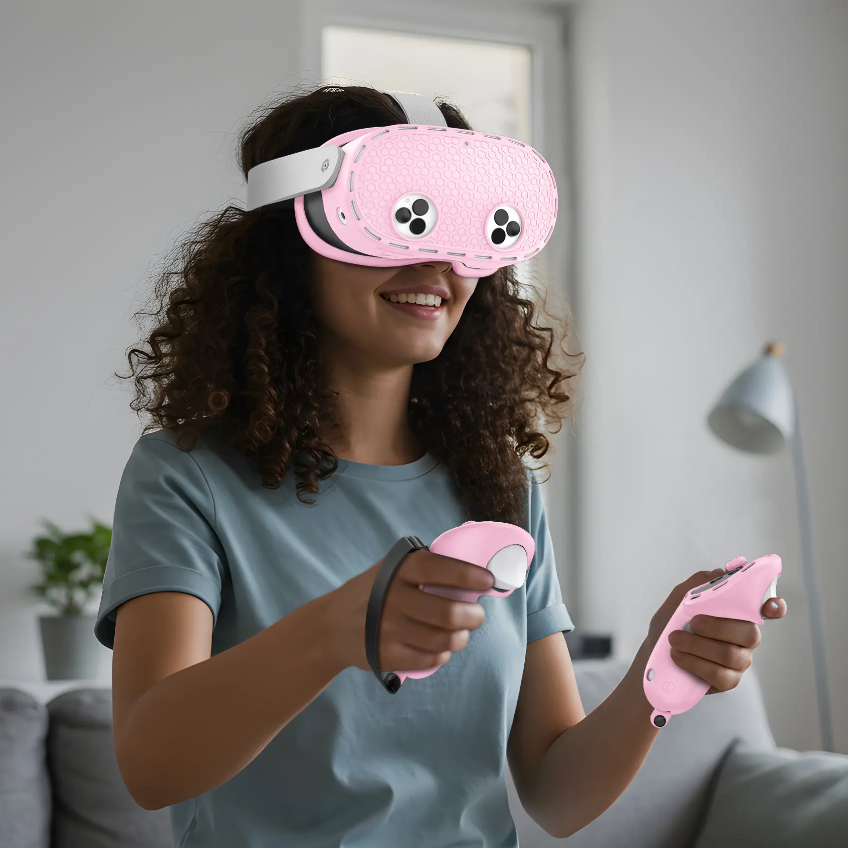Compatible with Meta Quest 3S Accessories,VR Silicone face Cover, Shell Cover, Touch Controller Grip Cover,Protective Lens Cover