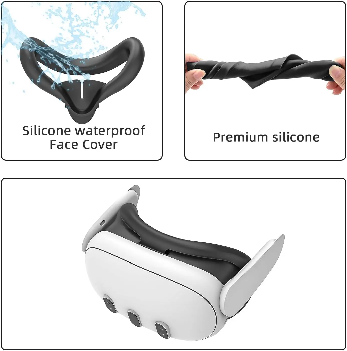New Arrival 8 In 1 VR Accessories PC Silicone Cover Set For Meta Quest 3 With Lens film&5 Disposable Masks&Clean brush As Gift