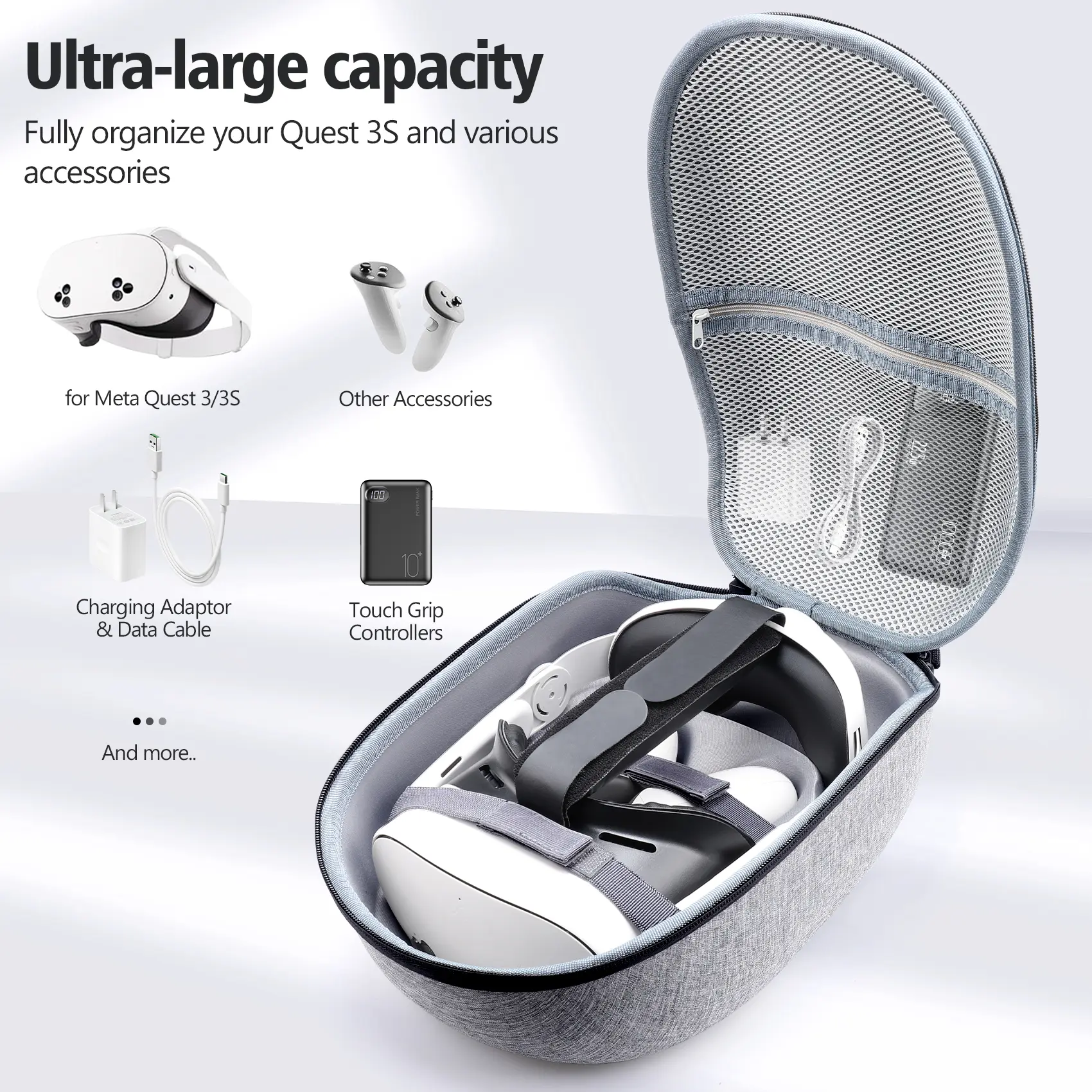 HUADAI design Carrying Case Compatible with Meta Quest 3S/Quest 3/Quest 2