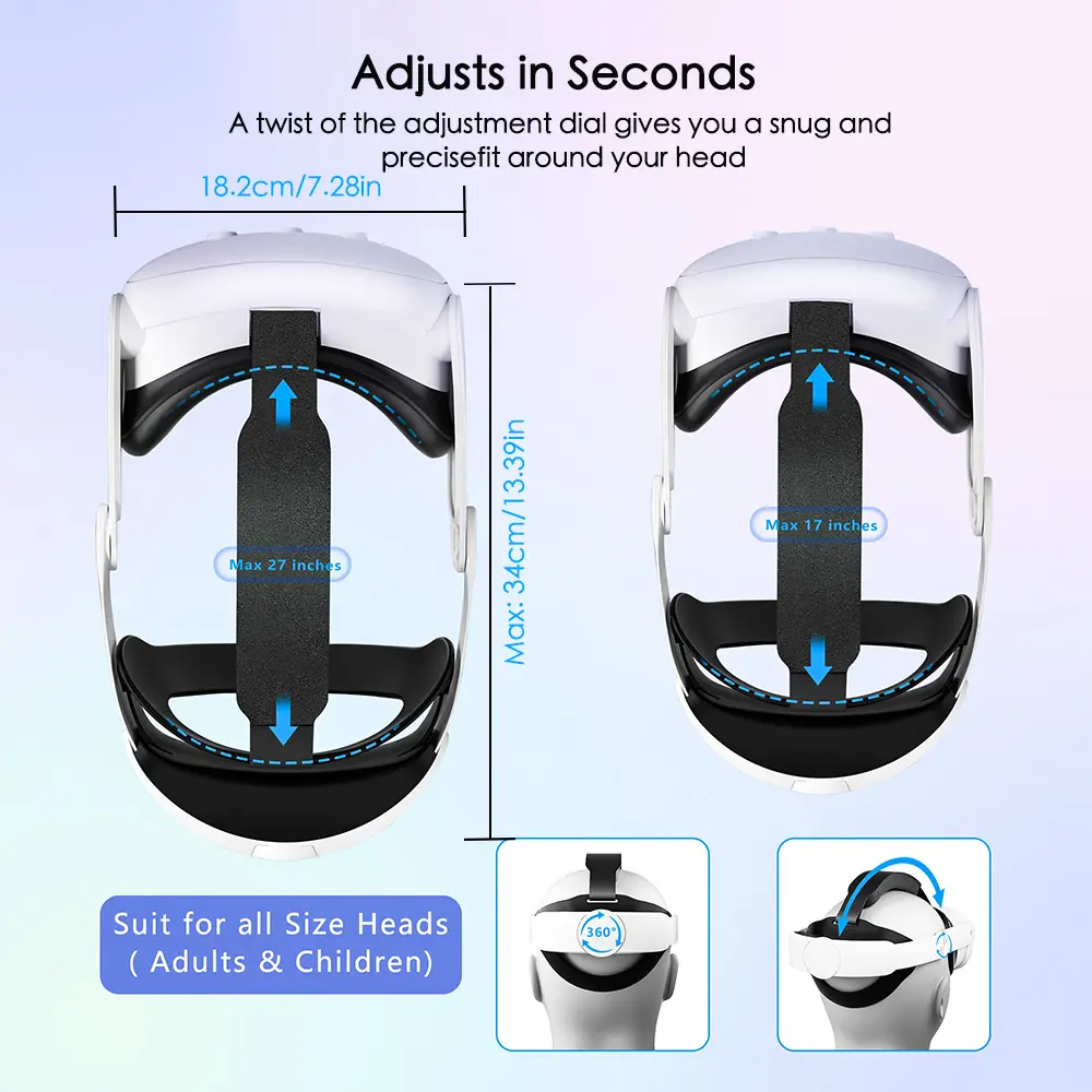 10000mAh Battery Head Strap For Meta Quest 3/3S Elite Strap Replacement 18W Fast Charging Adjustable Comfortable VR Accessories
