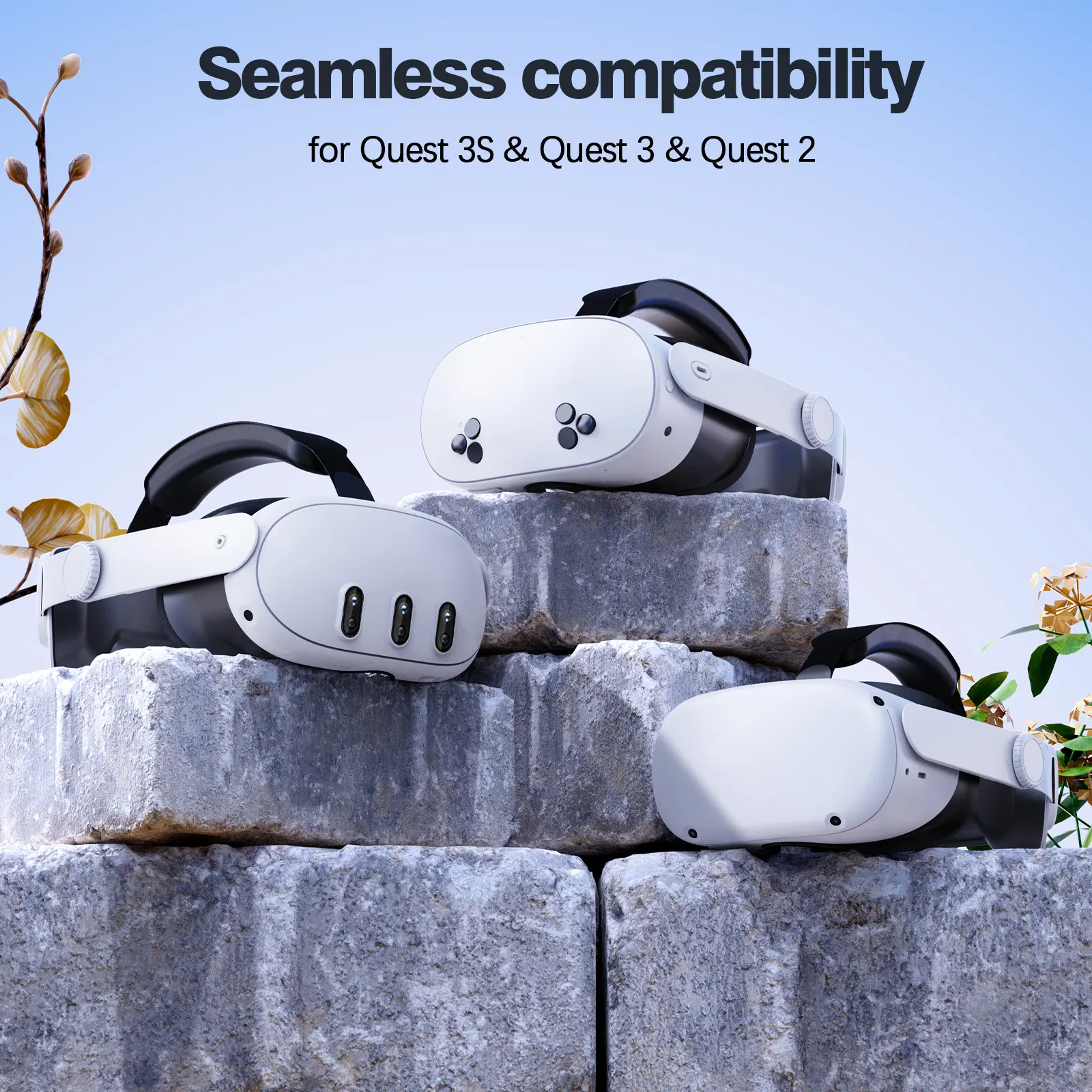 Headband compatible with Oculus Quest 2/Quest 3/3S, VR accessories, replaceable adjustable Elite Headband for enhanced comfort