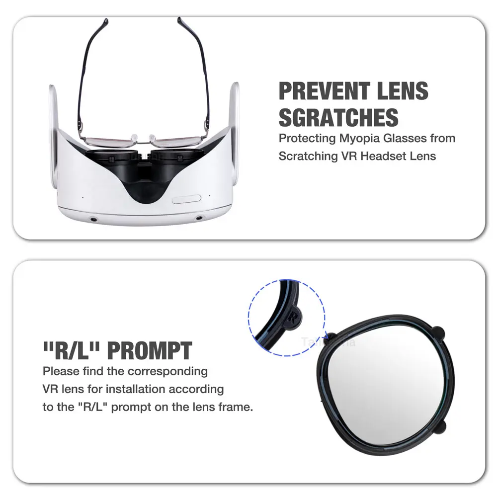 For Meta Quest 3S/Quest 2 Lens Myopia Anti Blue Light Magnetic Glasses Frame Quick Disassemble Inserts VR Prescription Lenses