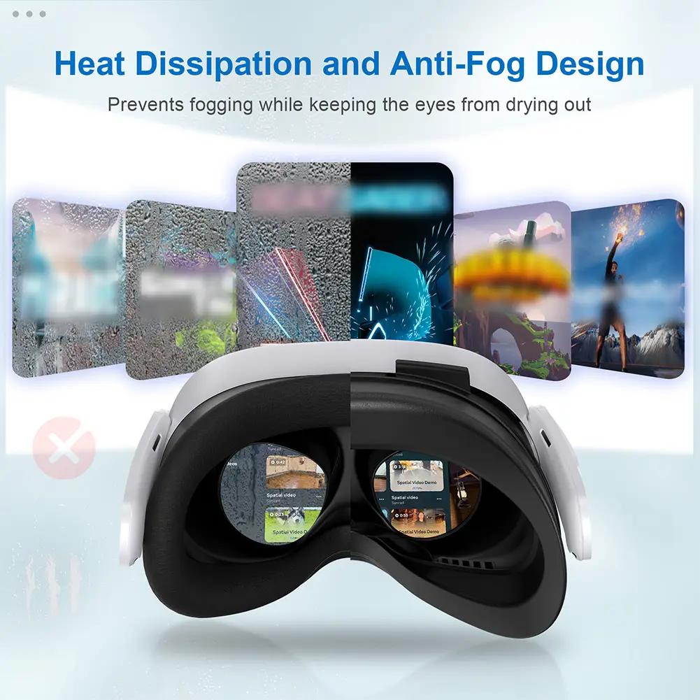 Face Cover Pad Facial Interface with Air Circulation Cooling Fan for Meta Quest 3S VR Comfort Accessories