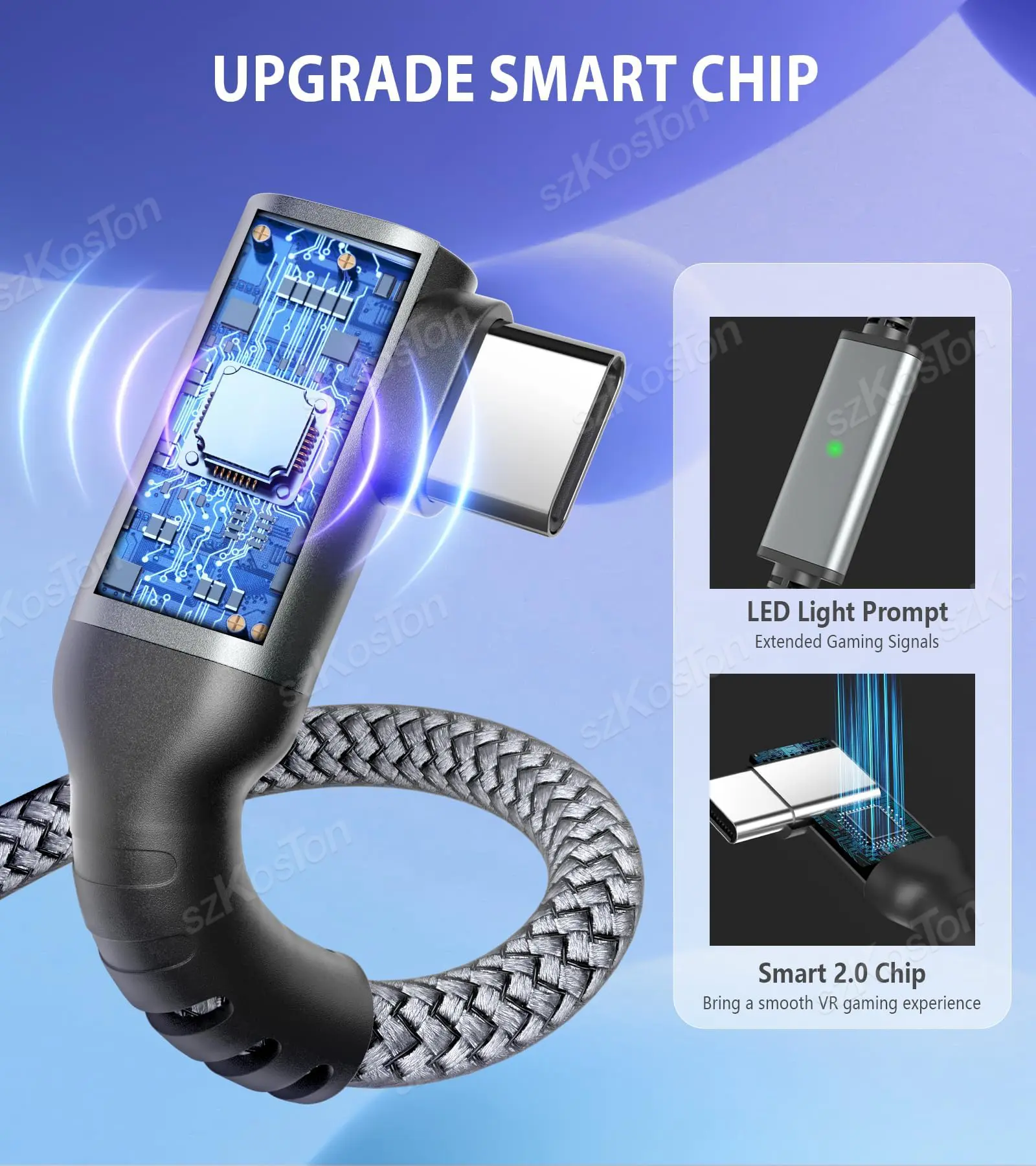 Universal USB3.2 Gen1 VR Link Cable for Meta Quest 3S, Quest 3 PICO 4 VR Headset Fast Charging Data Transfer Cord Accessories