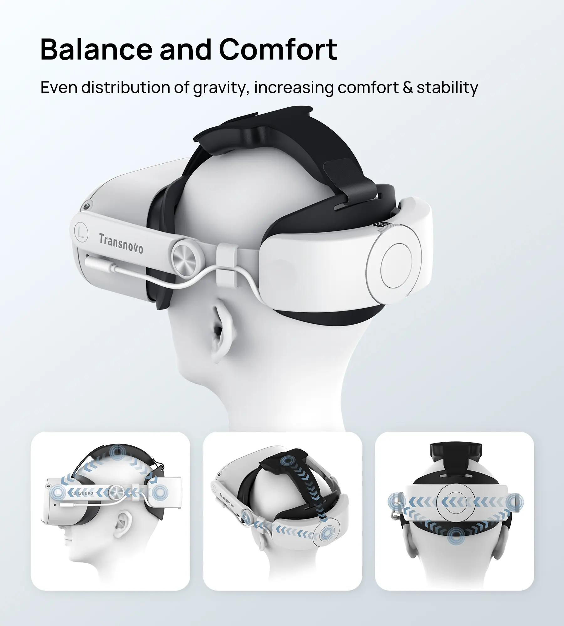 6000mAh VR Headset Charging Accessories for META Quest 2 One Button Retractable Easy Installation Balance&Comfort