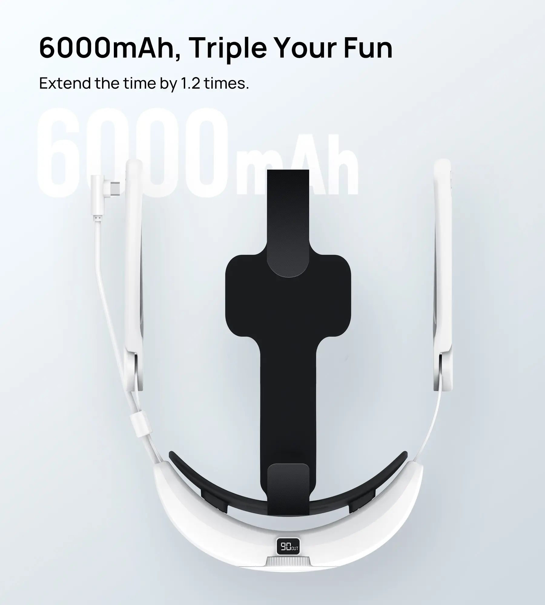 6000mAh VR Headset Charging Accessories for META Quest 2 One Button Retractable Easy Installation Balance&Comfort