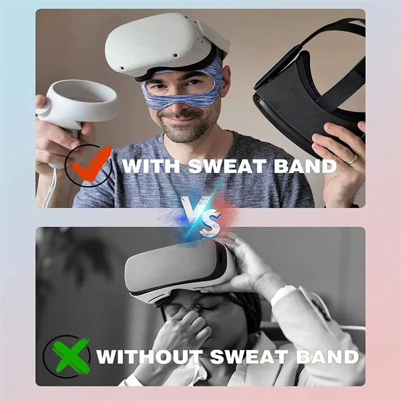 For Oculus Quest 2 Accessories VR Mask Cover Breathable Sweat Band Virtual Reality Headset for Meta Quest 3 Pico 4 Vision Pro