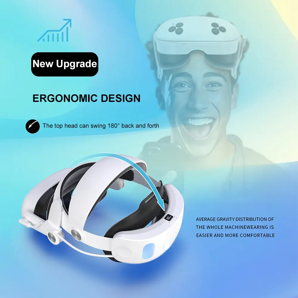 Head Strap with Battery Pack 10000mAh Elite Strap Replacement Battery Pack Head Strap Accessories for Meta Quest 3S VR Headset