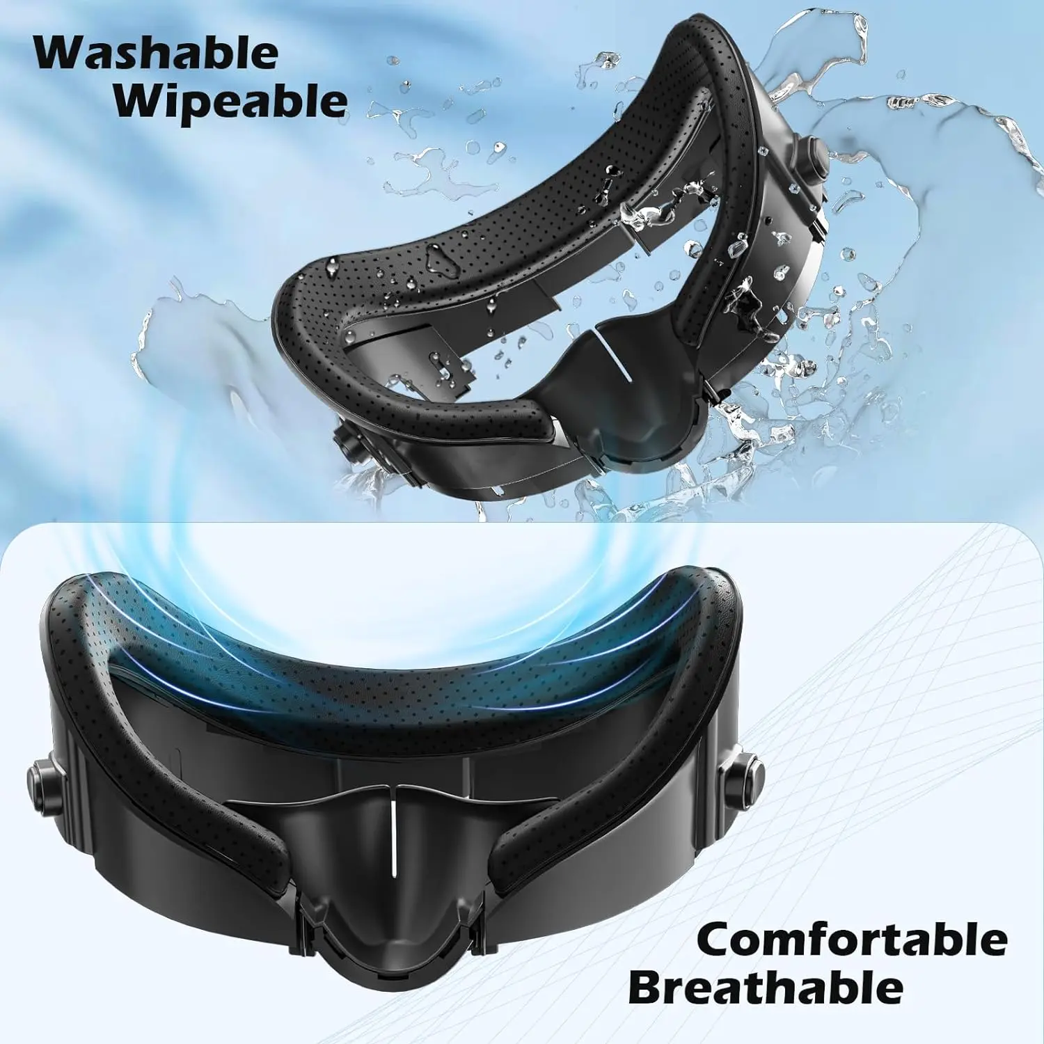 Facial Interface Face Cover for Meta Quest 3 VR with Anti-Light Nose Pad PU Leather Face Cushion for Meta Quest 3 Accessories