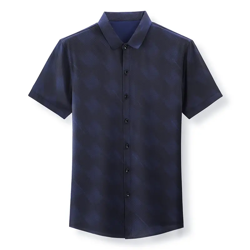 New Men's Business Casual Short Sleeved Printed Shirt with Wrinkle Resistance No Ironing Comfortable All Season Versatile Top
