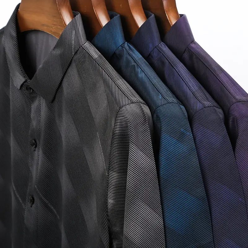 New Men's Business Casual Short Sleeved Printed Shirt with Wrinkle Resistance No Ironing Comfortable All Season Versatile Top
