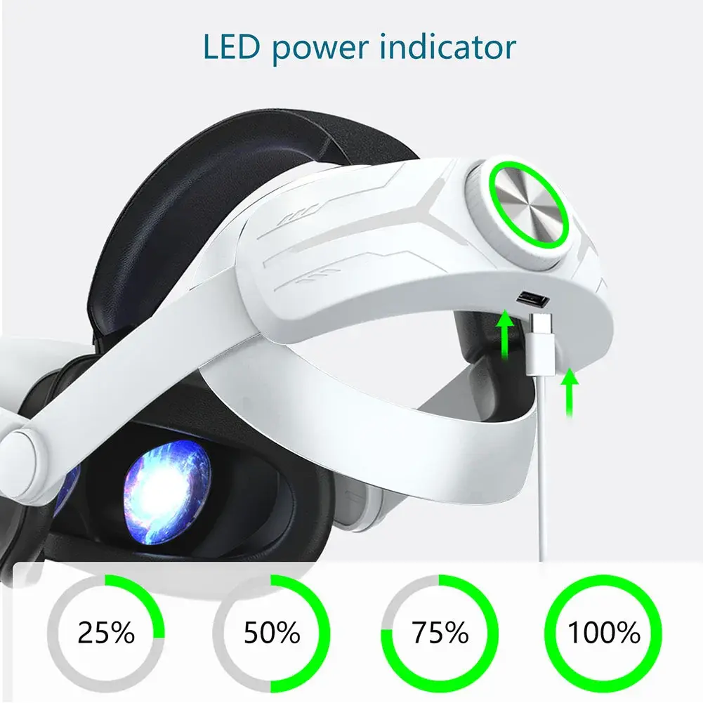 RGB Head Strap Built-in 8000mAh Battery for Meta Quest 3 Elite Strap Comfort Enhanced Support for Meta Quest 3 VR Accessories